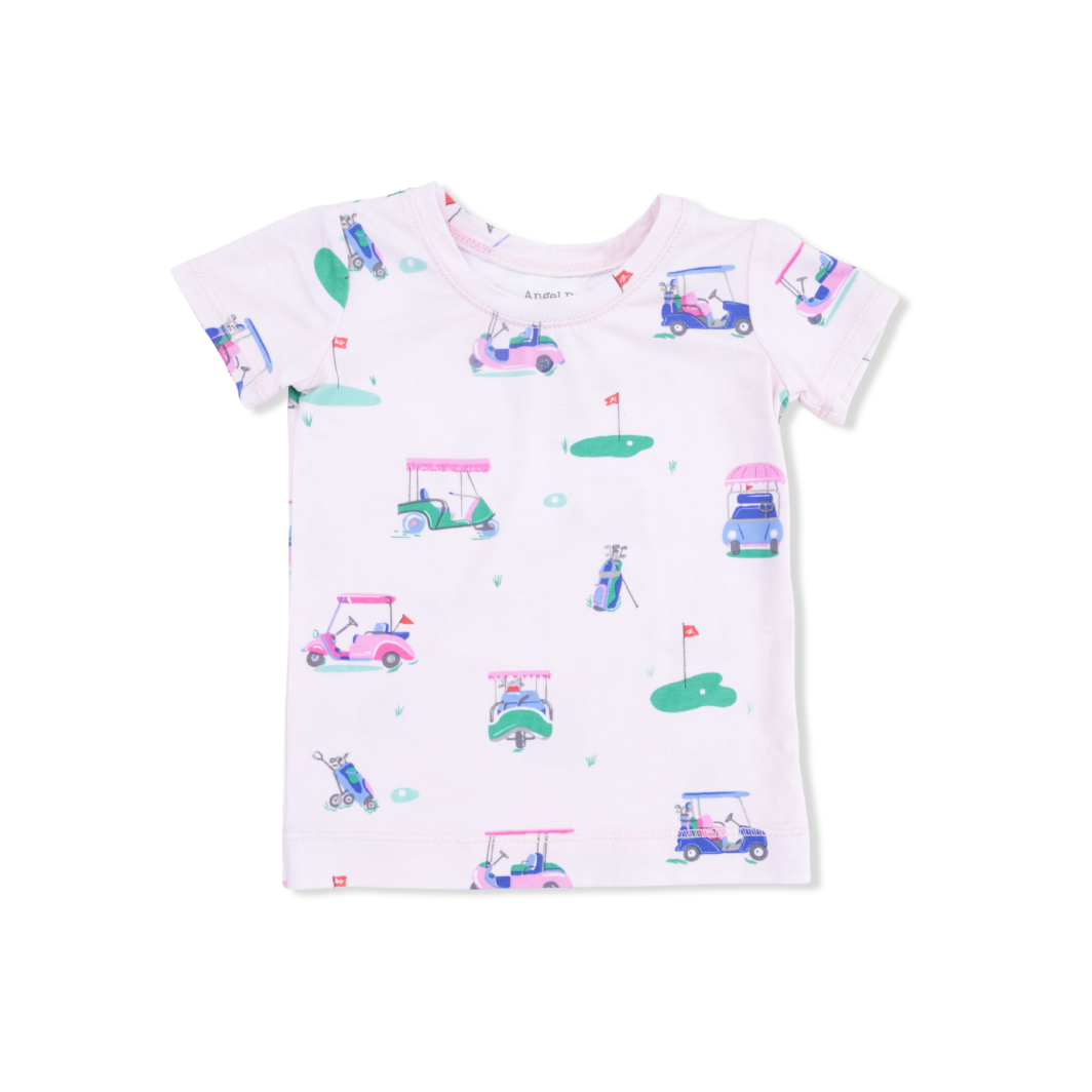 Angel Dear | Vintage Golf Carts Short Sleeve Lounge Set | Pink | Top | Vagabond | Apparel | Boutique