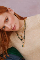 Ashiana London | Spark Dark Green Long Necklace | Model | Vagabond | Apparel | Boutique