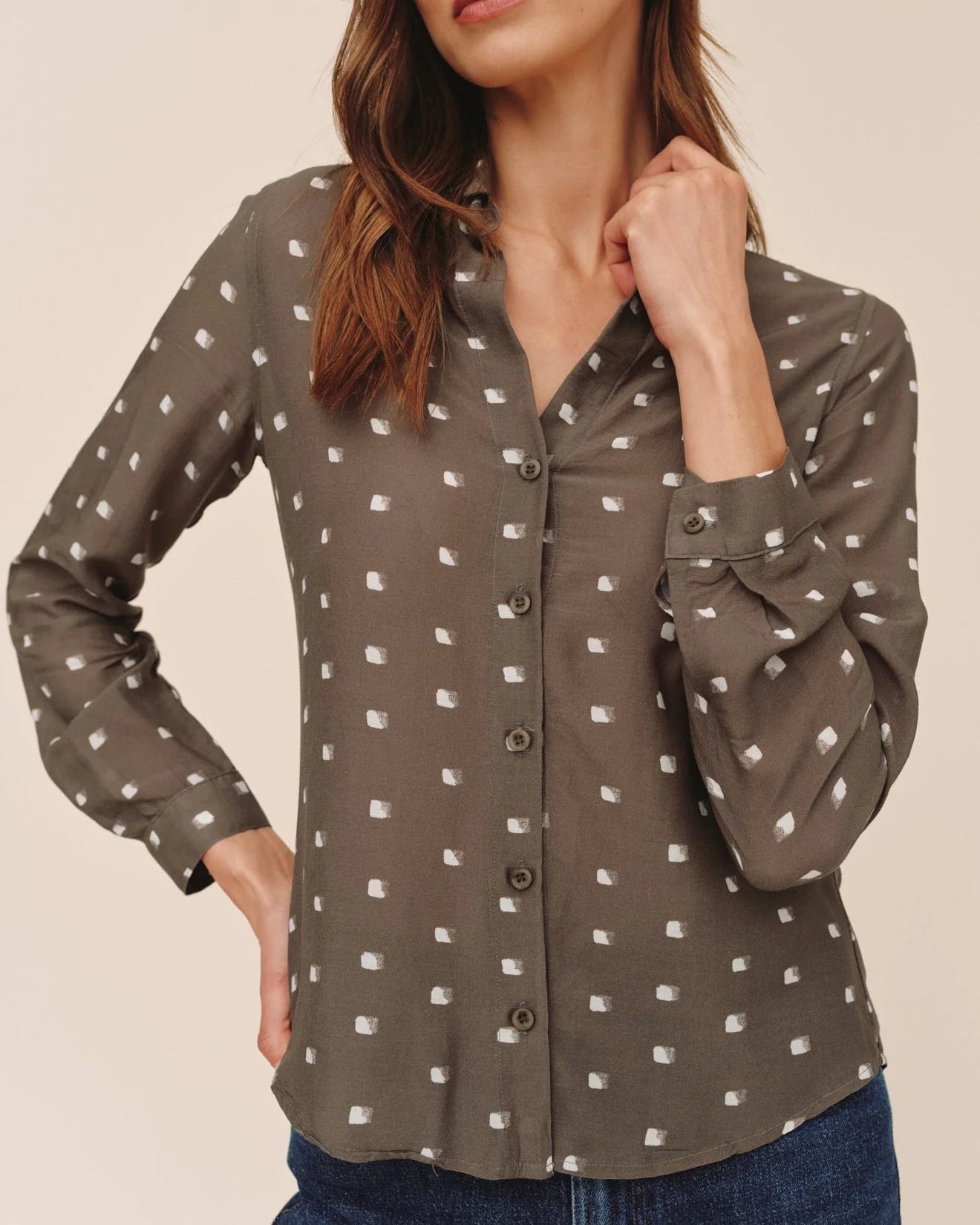Bella Dahl Classic Button Down Olive Mosaic