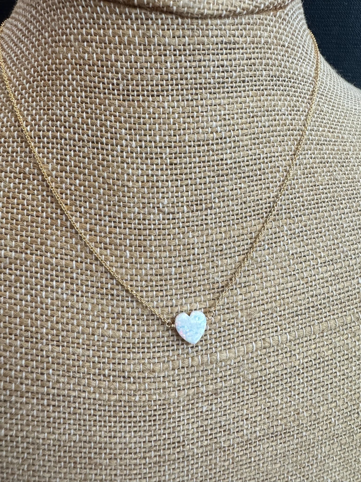 Bara Boheme |  Kid Opal Heart Necklace | White | Vagabond | Apparel | Boutique