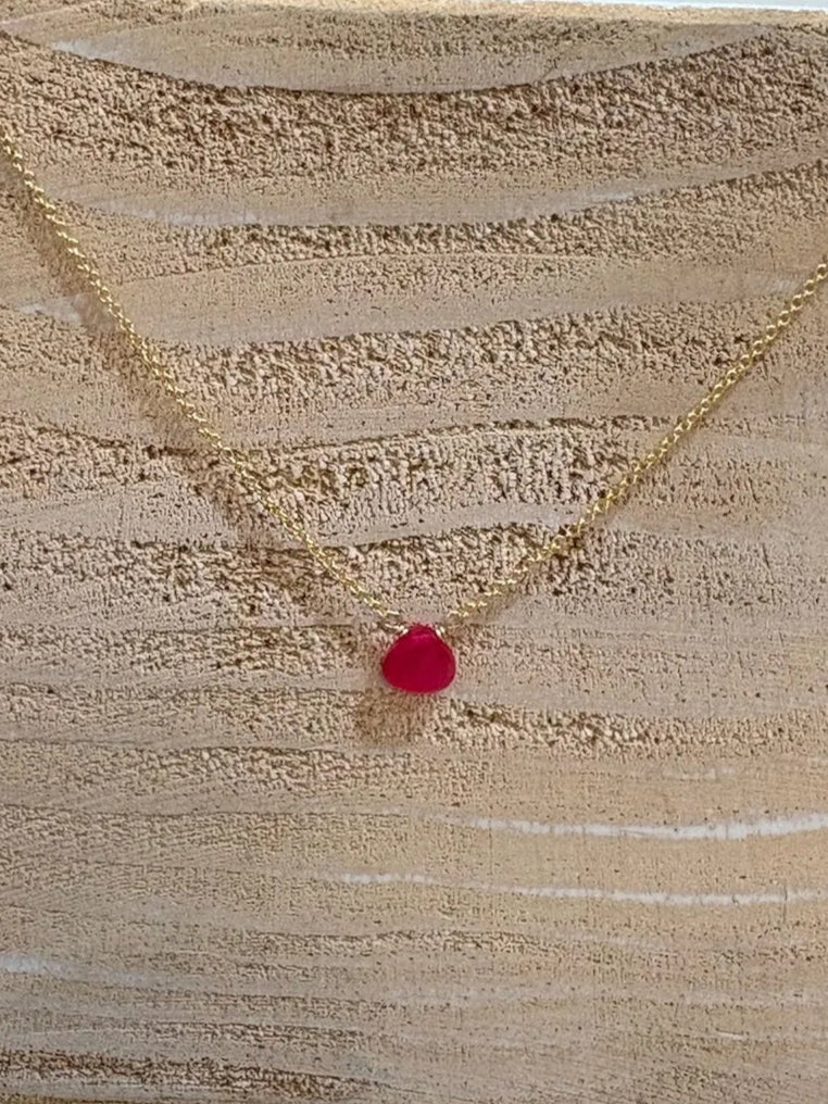 Bara Boheme | Kid | Tiny Teardrop Necklace | Neon Pink | Vagabond | Apparel | Boutique