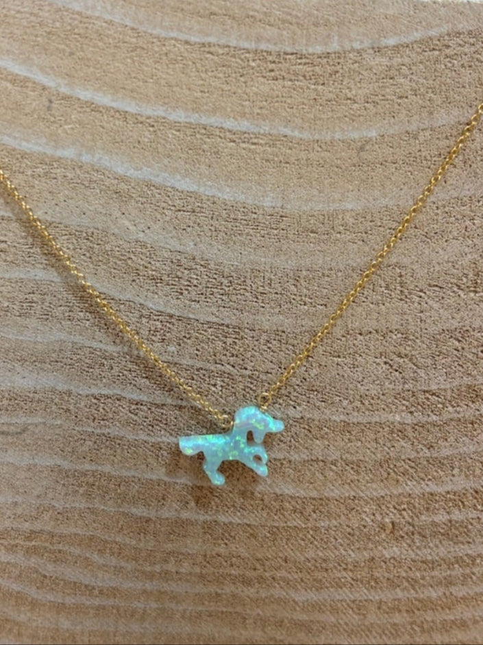 Bara Boheme |  Kid | Opal Unicorn Necklace | Green | Vagabond | Apparel | Boutique