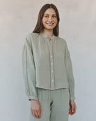 Bella Dahl | Mandarin Collar Trimmed Button Down | Vagabond | Apparel | Boutique