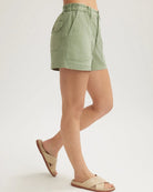 Bella Dahl | Callie Ruffle Short | Side | Olive | Vagabond | Apparel | Boutique