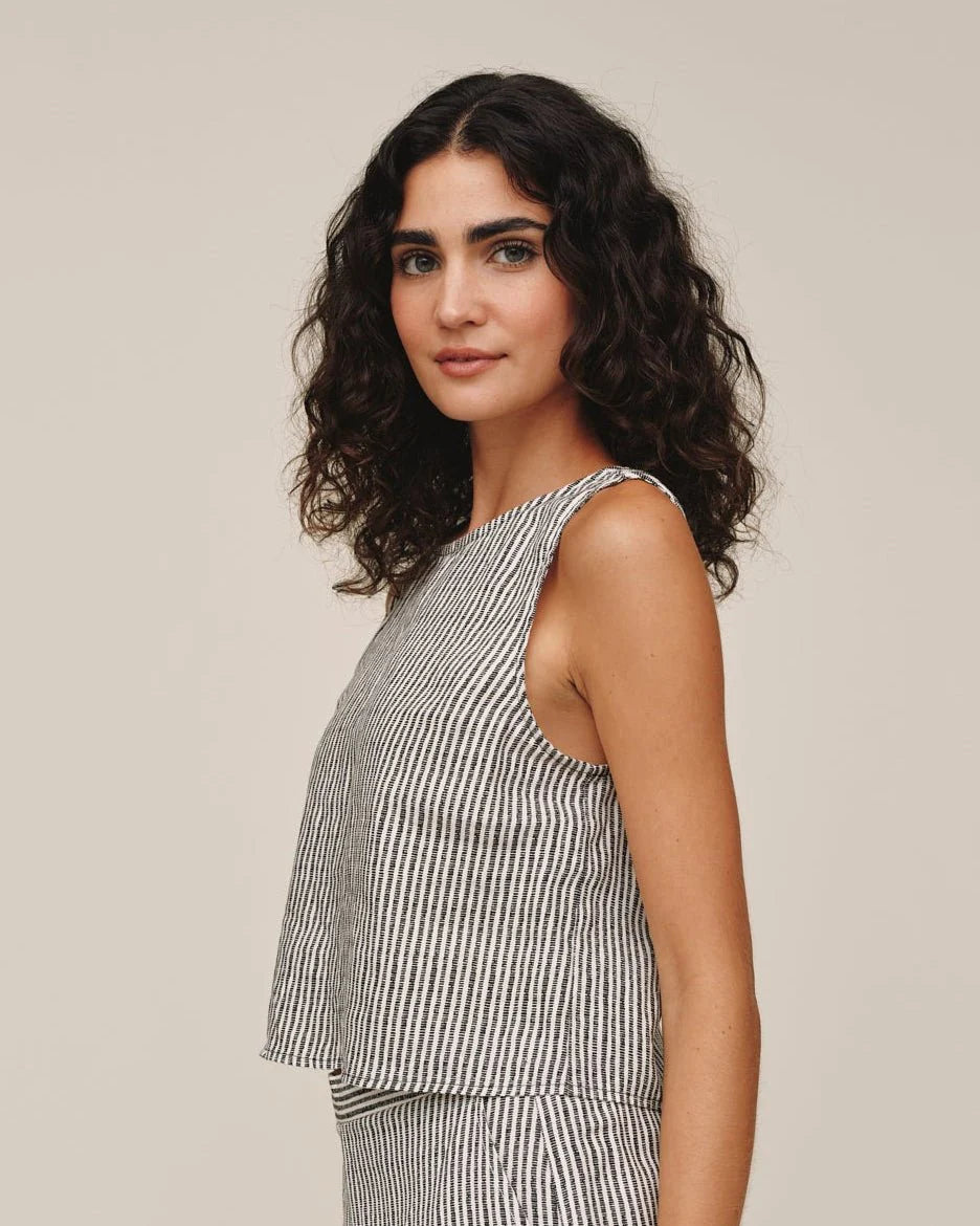 Bella Dahl | Striped Sleeveless Boat Neck Split Back | Vagabond | Apparel | Boutique