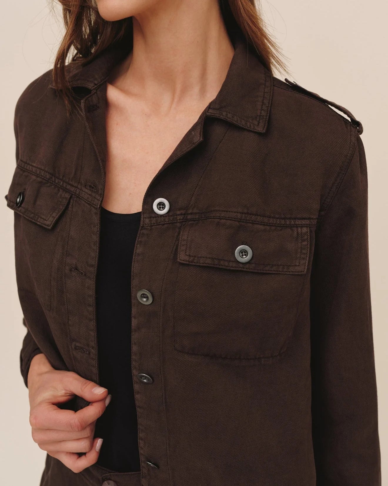 Bella Dahl Cropped Utility Jacket W/Fray Hem