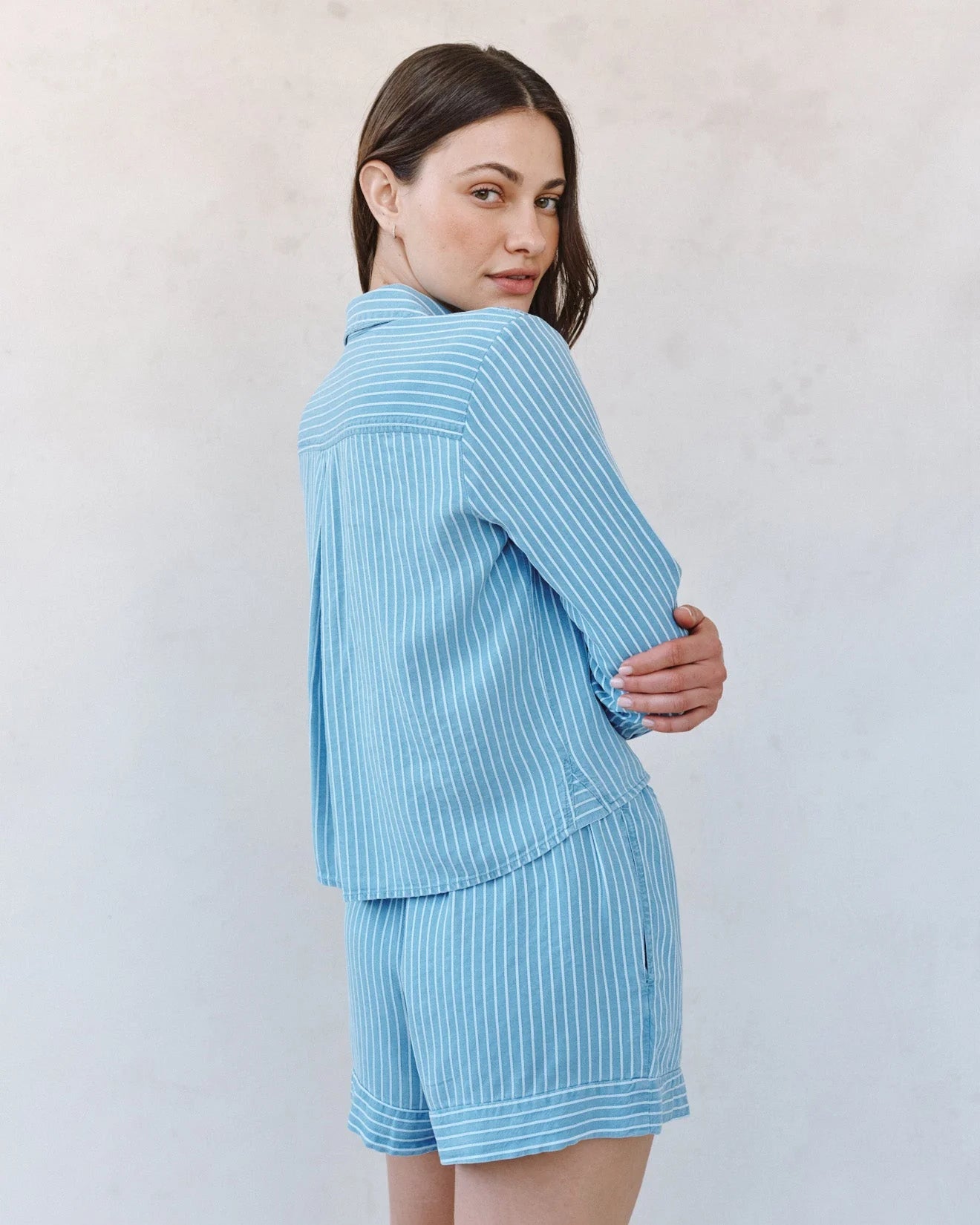 Bella Dahl | Mixed Stripe Button Down Shirt | Back | Vagabond | Apparel | Boutique