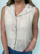 Bella Dahl Sleeveless Notch Collar Button Down | Vagabond Apparel Boutique