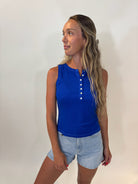 Bella Dahl | Sleeveless Placket Top | Blue Lagoon | Vagabond | Apparel | Boutique