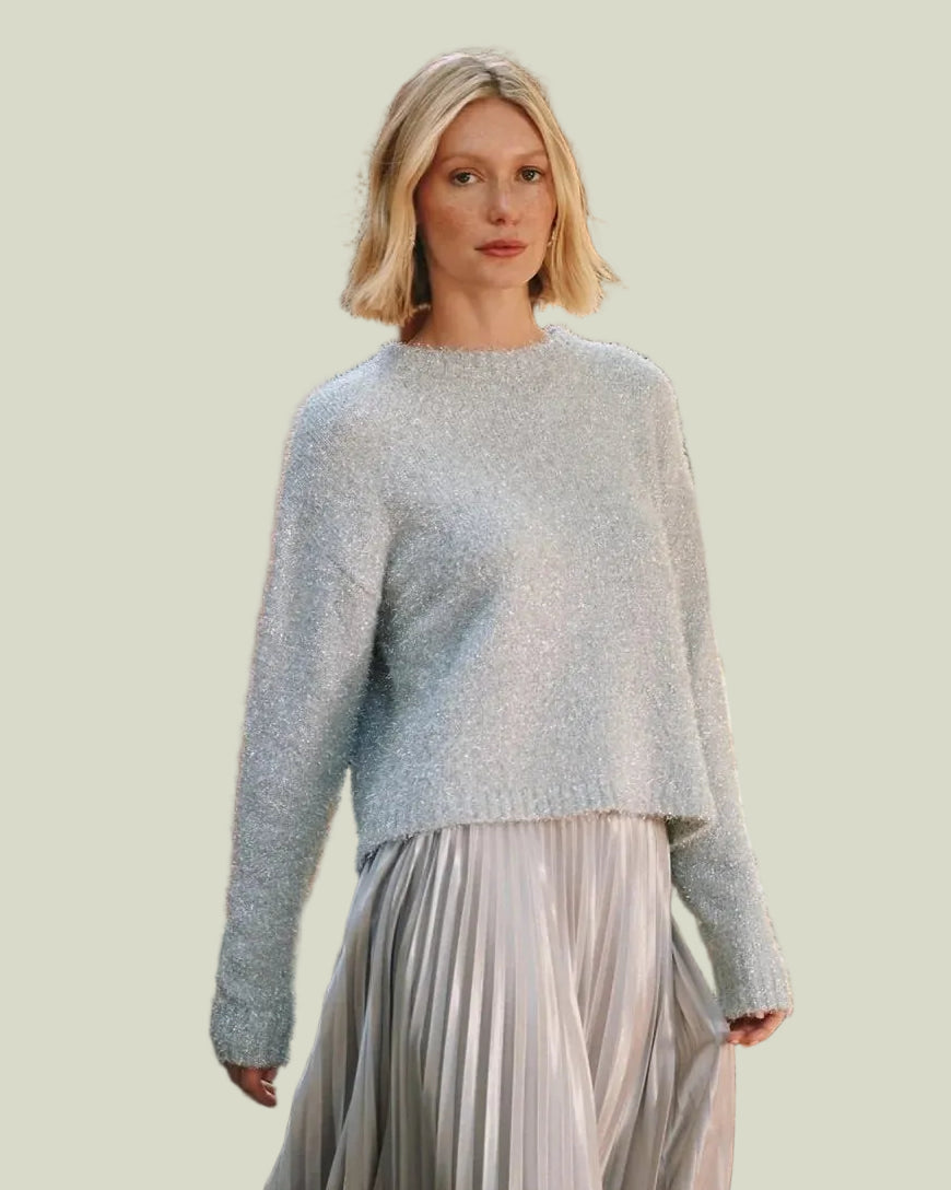 Bella Dahl | Slouchy Sweater | Silver Shimmer | Vagabond | Apparel | Boutique