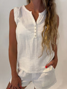 Bobi | Henley Sleeveless Top | Linen | Vagabond | Apparel | Boutique