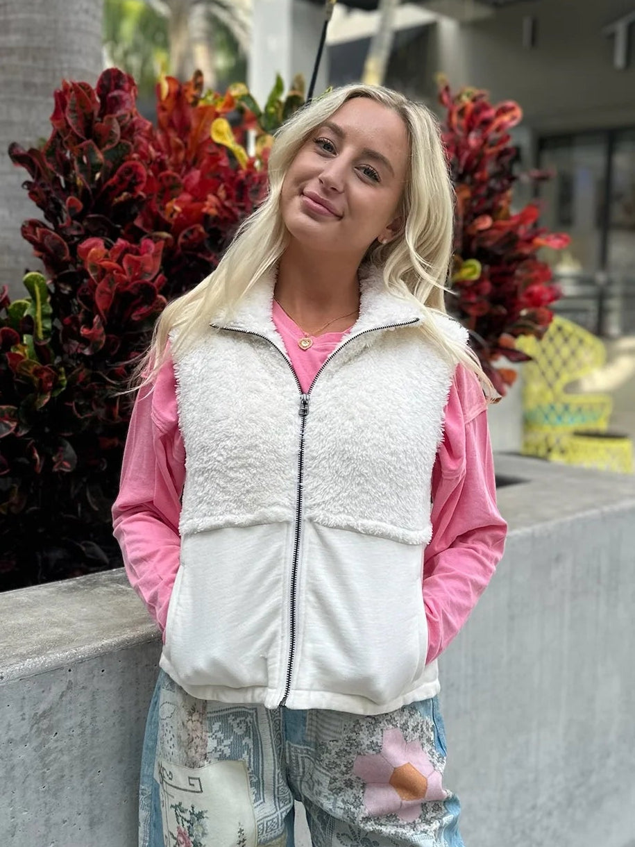 Bobi | Mixed Zip Up Vest | Vagabond | Apparel | Boutique