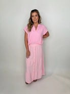 Bobi | Tiered | Maxi | Skirt | Pink | Front | Vagabond | Apparel | Boutique