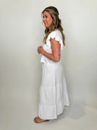 Bobi | Tiered | Maxi | Skirt | White | Side | Vagabond | Apparel Boutique