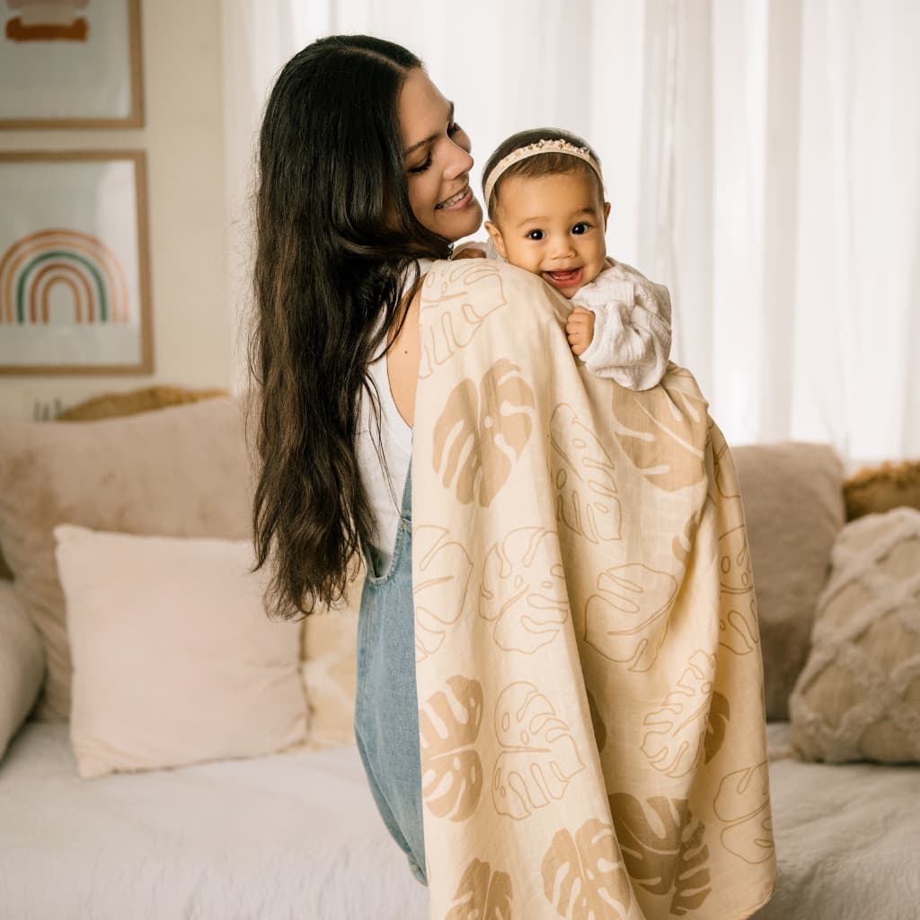 Coco Moon Swaddle Blanket Toasted Monstera | Vagabond Apparel Boutique