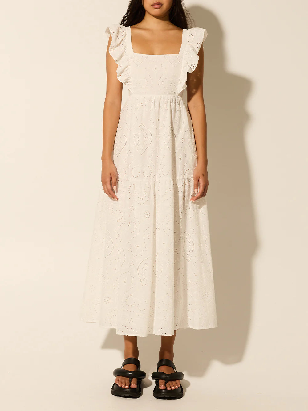 Kivari Clove Midi Dress White Broiderie | Vagabond Apparel Boutique