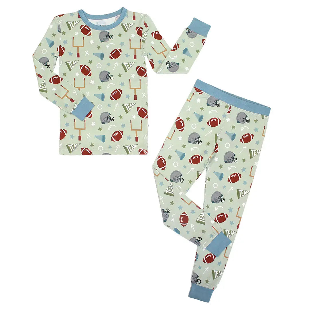 Emerson & Friends | Football L/S Pajama Set | Green | Vagabond | Apparel | Boutique