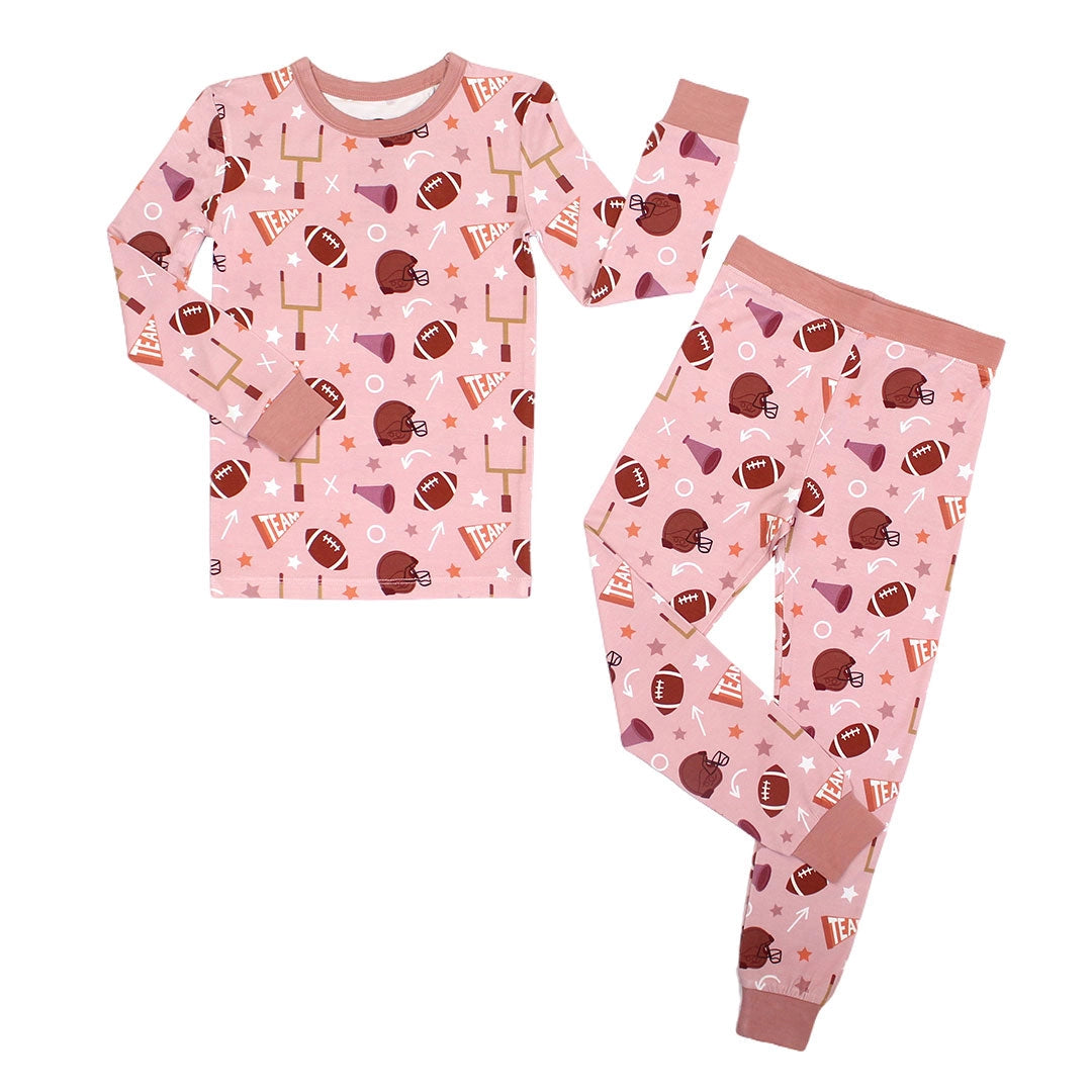 Emerson & Friends | Football L/S Pajama Set | Pink | Vagabond | Apparel | Boutique