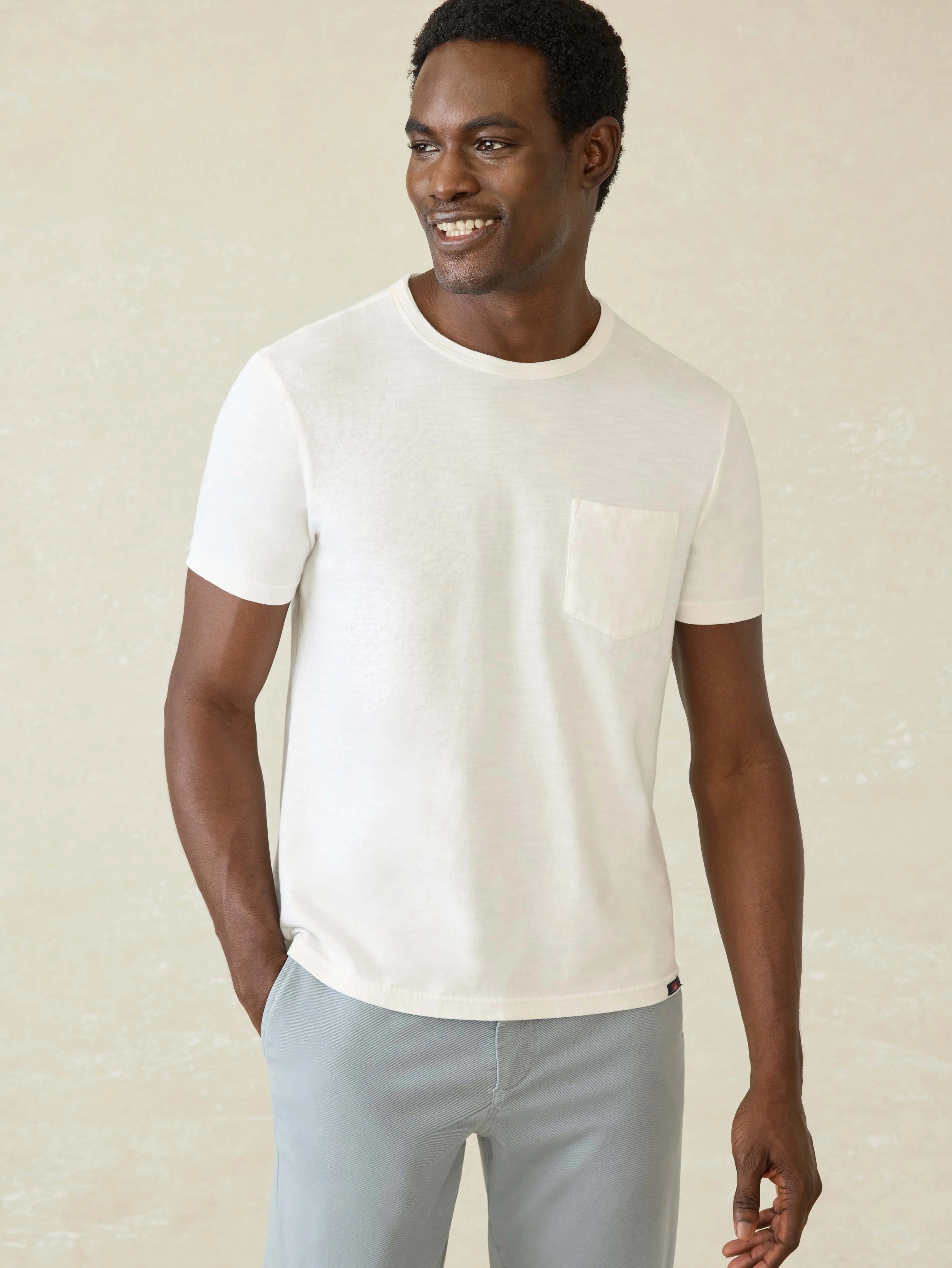 Faherty Sunwashed Pocket Tee | White | Vagabond | Apparel | Boutique