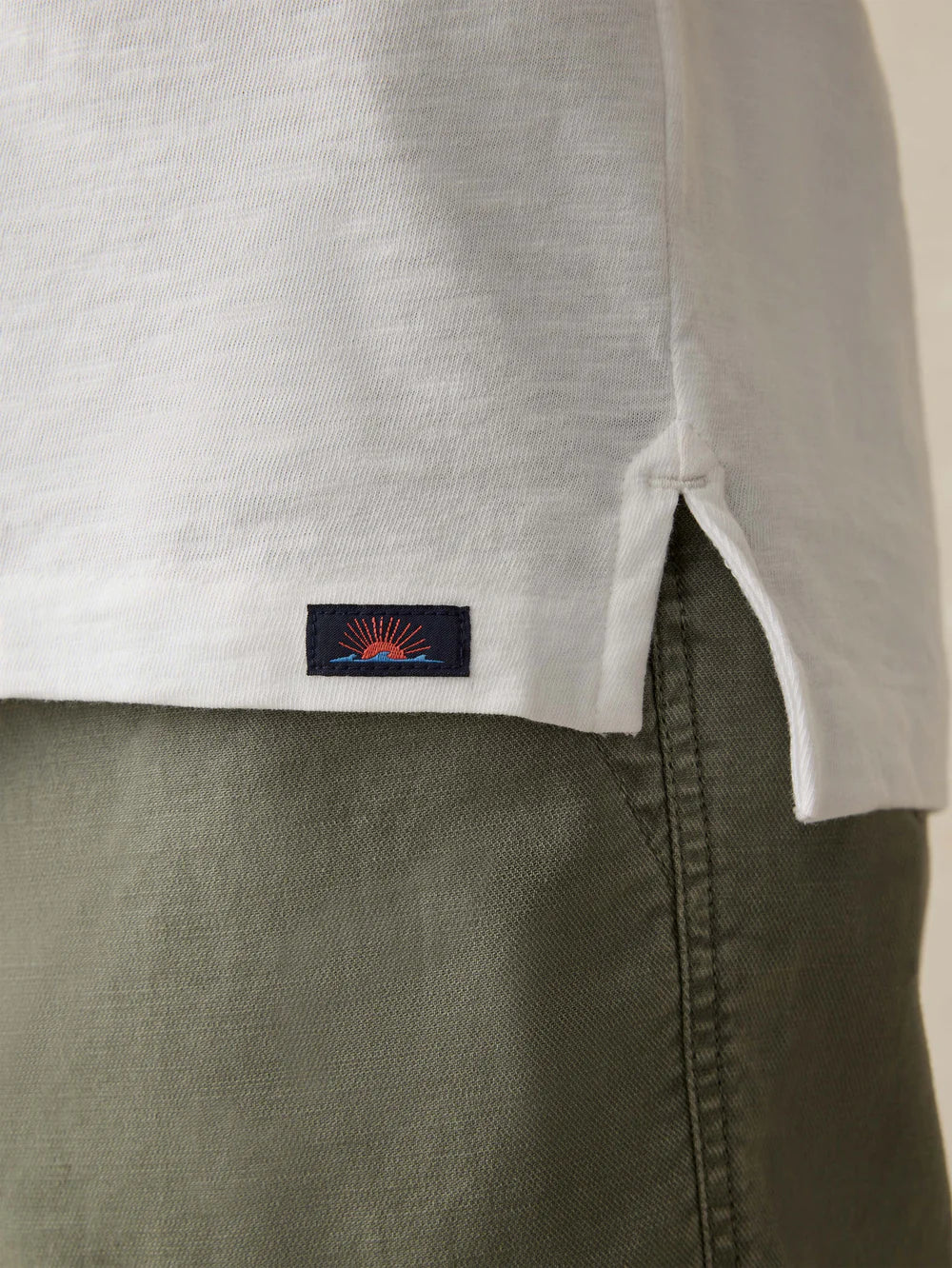 Faherty | Men | Sunwashed Polo Tee | White | Close | Vagabond | Apparel | Boutique