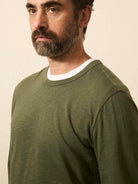 Faherty Men | Long Sleeve Sunwashed Tee | Fall Evergreen | Close | Vagabond | Apparel | Boutique