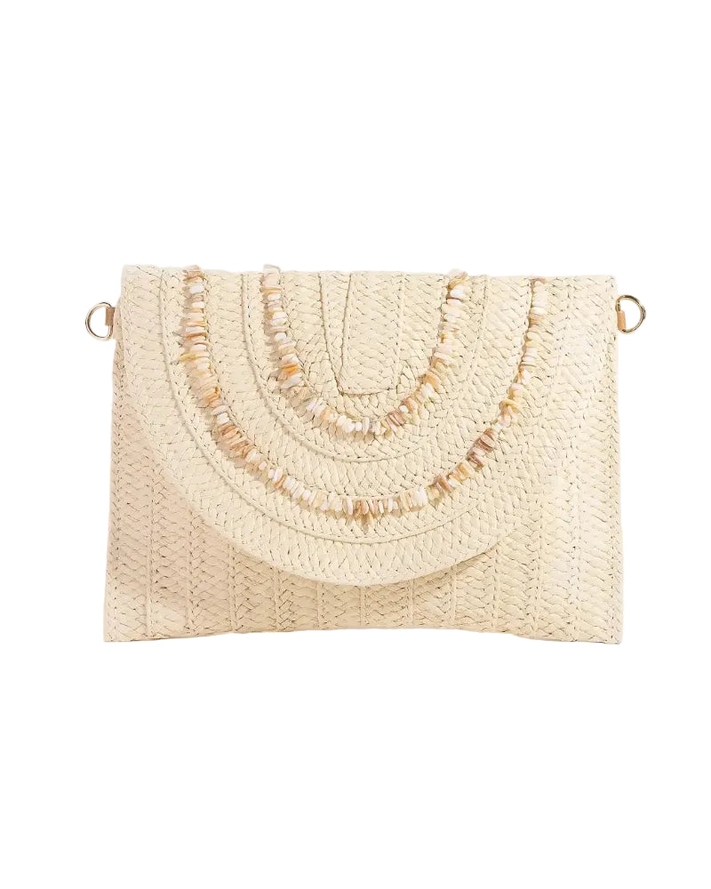 Fame |  Shell Beaded Woven Envelope Clutch | Vagabond | Apparel | Boutique