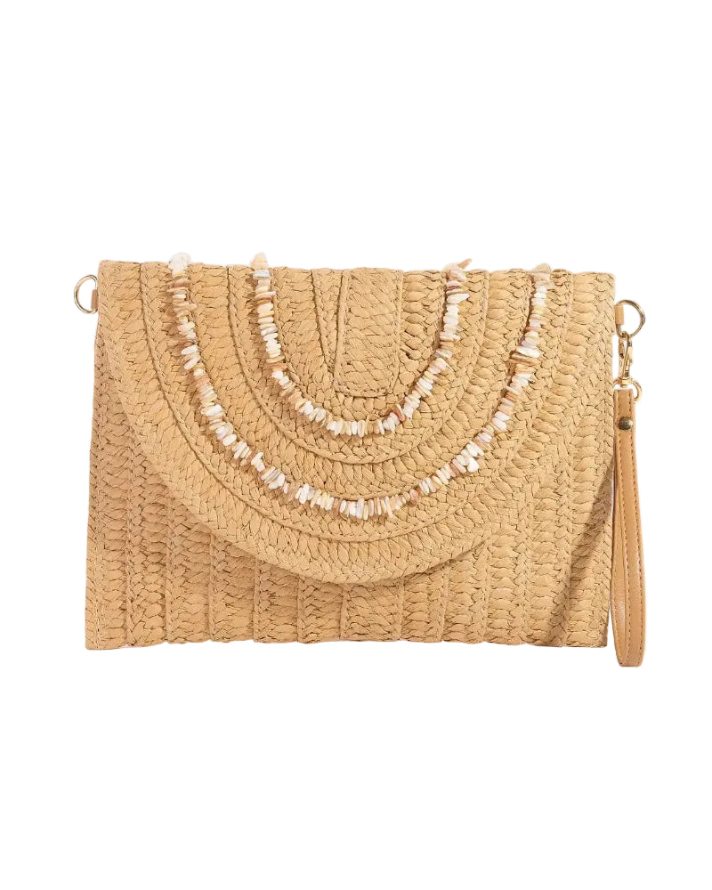 Fame |  Shell Beaded Woven Envelope Clutch | Vagabond | Apparel | Boutique