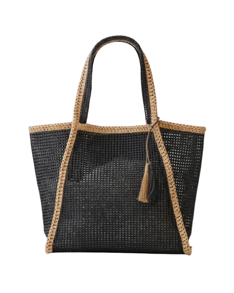 Fame | Two Tone Woven Straw Tote Bag | Vagabond | Apparel | Boutique