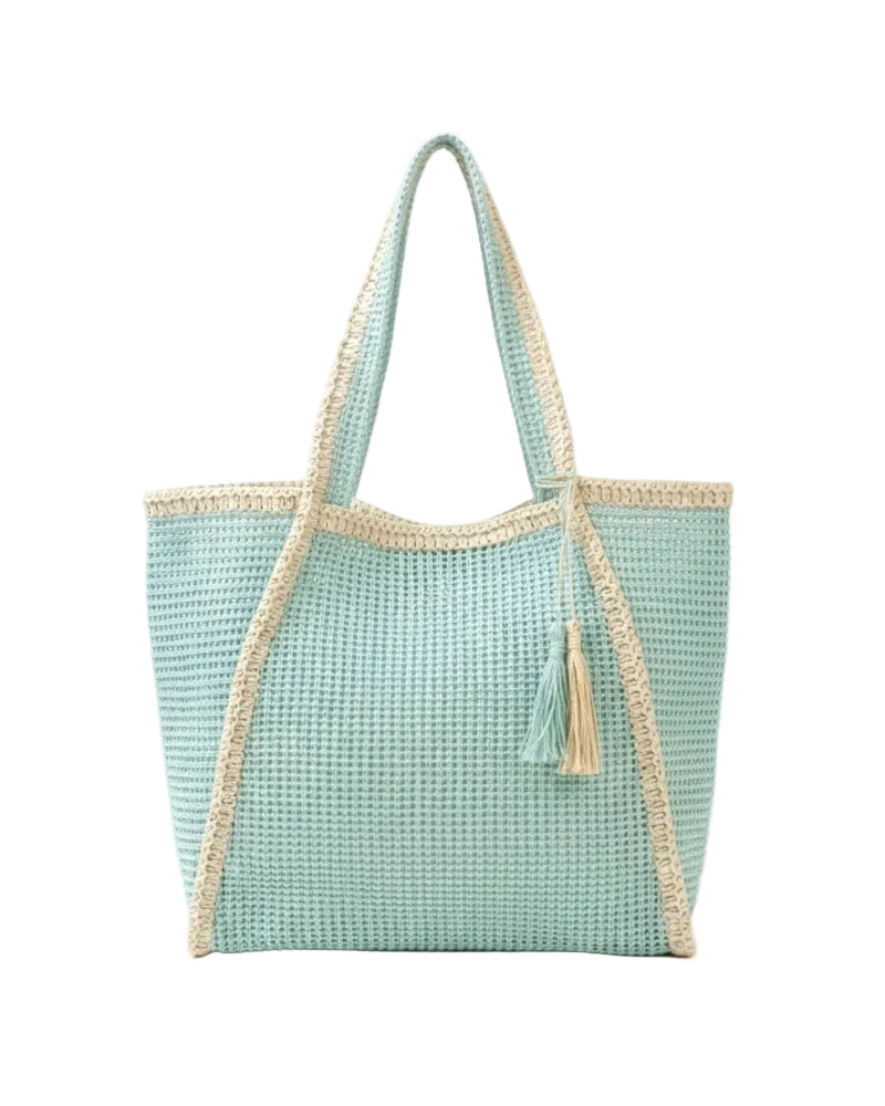 Fame | Two Tone Woven Straw Tote Bag | Vagabond | Apparel | Boutique