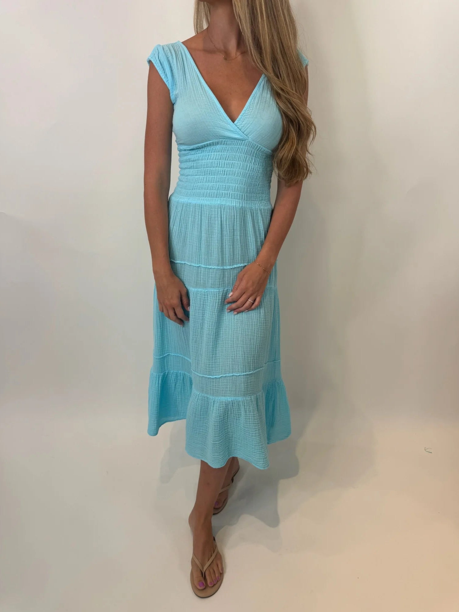 Felicite | Smocked Maxi Dress | Seaglass | Vagabond | Apparel | Boutique