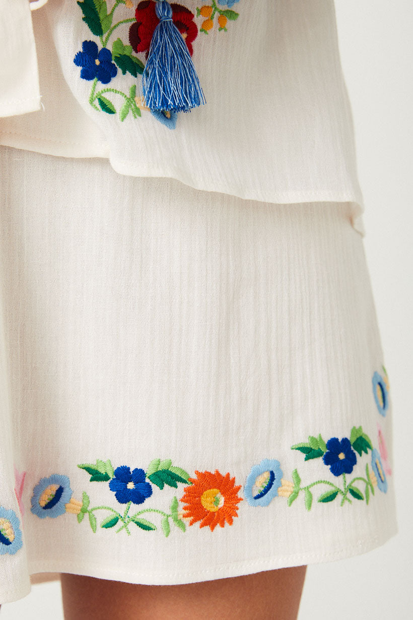 【DODO BAR OR】FLOWER EMBROIDERY SKIRT DODO BAR OR FLOWER EMBROIDERY SKIRT