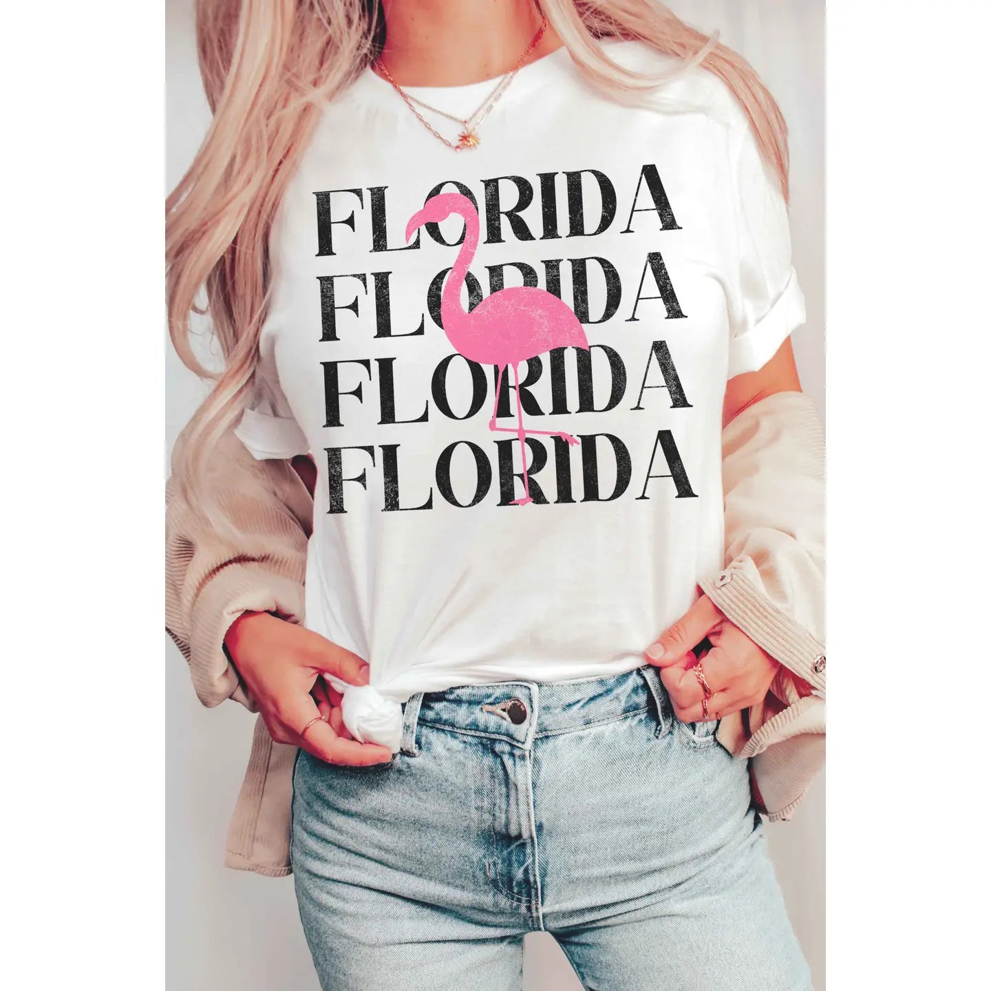 Blume & Co | Florida Flamingo Tee | White | Vagabond | Apparel | Boutique