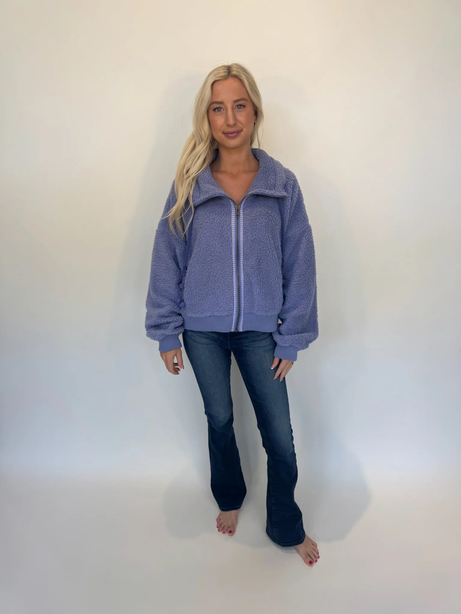 Free People | Alpine Sherpa Cardi | Peri | Model | Vagabond | Apparel | Boutique