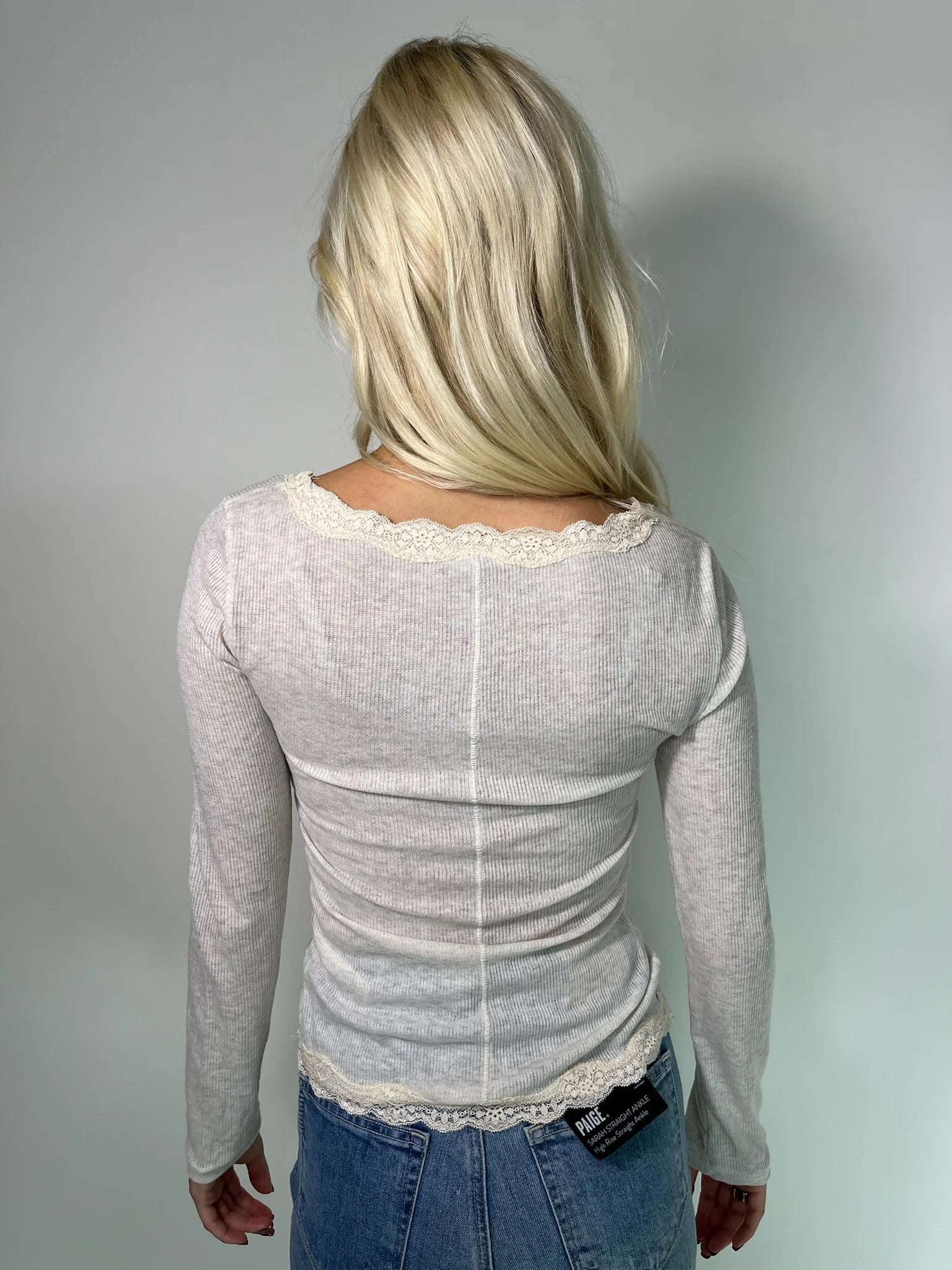 Free People | Big Love Cardi | Oatmeal Heather | Back | Vagabond | Apparel | Boutique