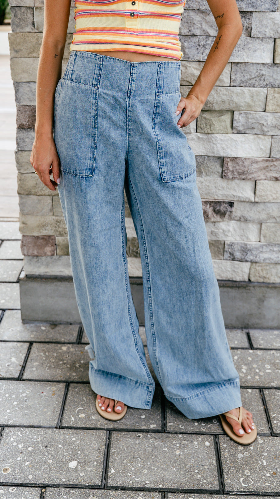 Free People Breezy Denim Pull On Pant – Vagabond Apparel Boutique