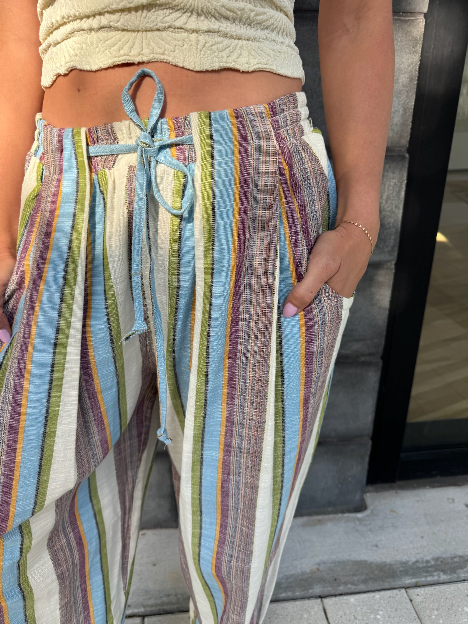 Free People |  Chambers Laidback Stripe Pant | Close | Vagabond | Apparel | Boutique