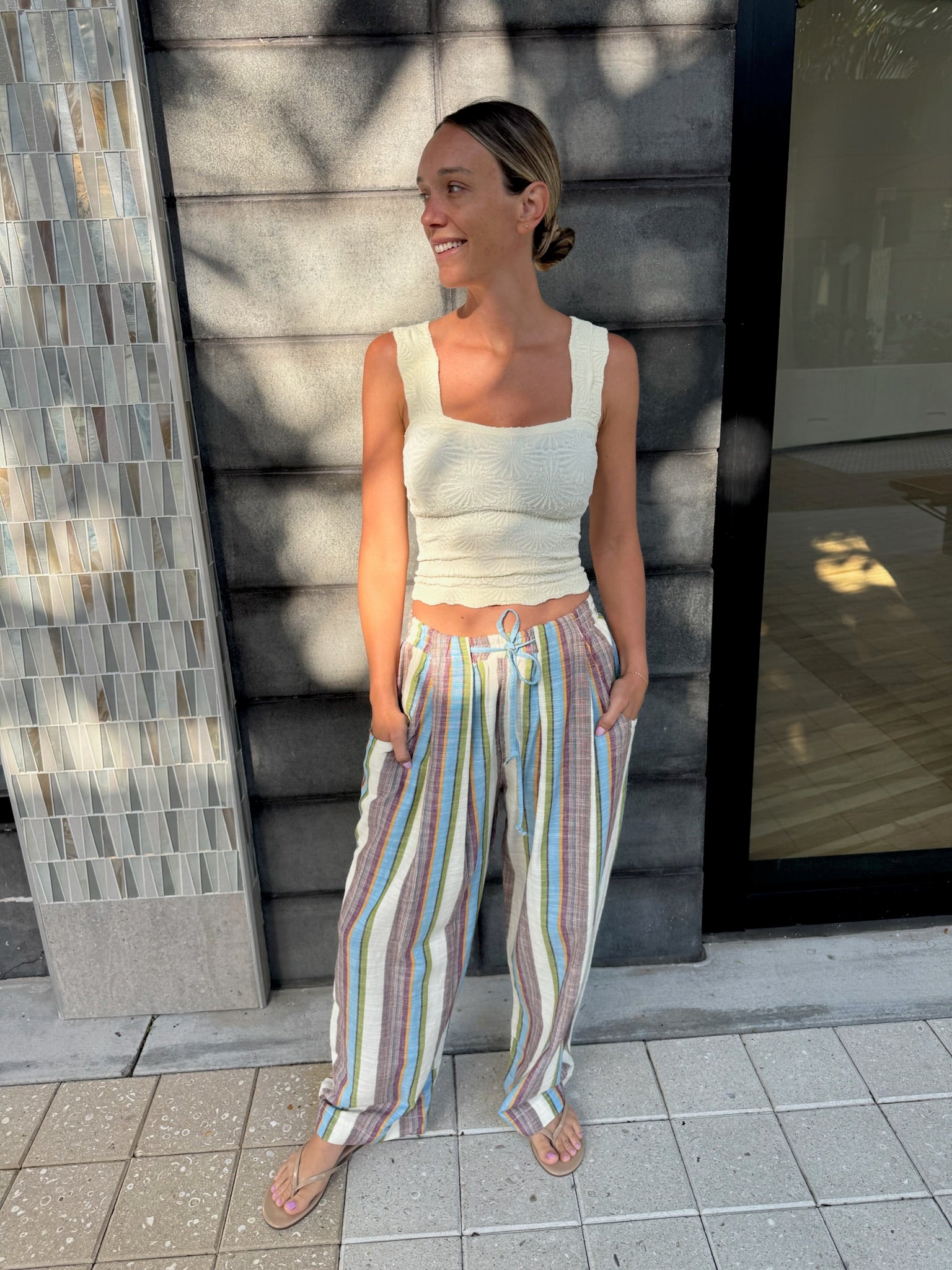 Free People |  Chambers Laidback Stripe Pant | Close | Vagabond | Apparel | Boutique
