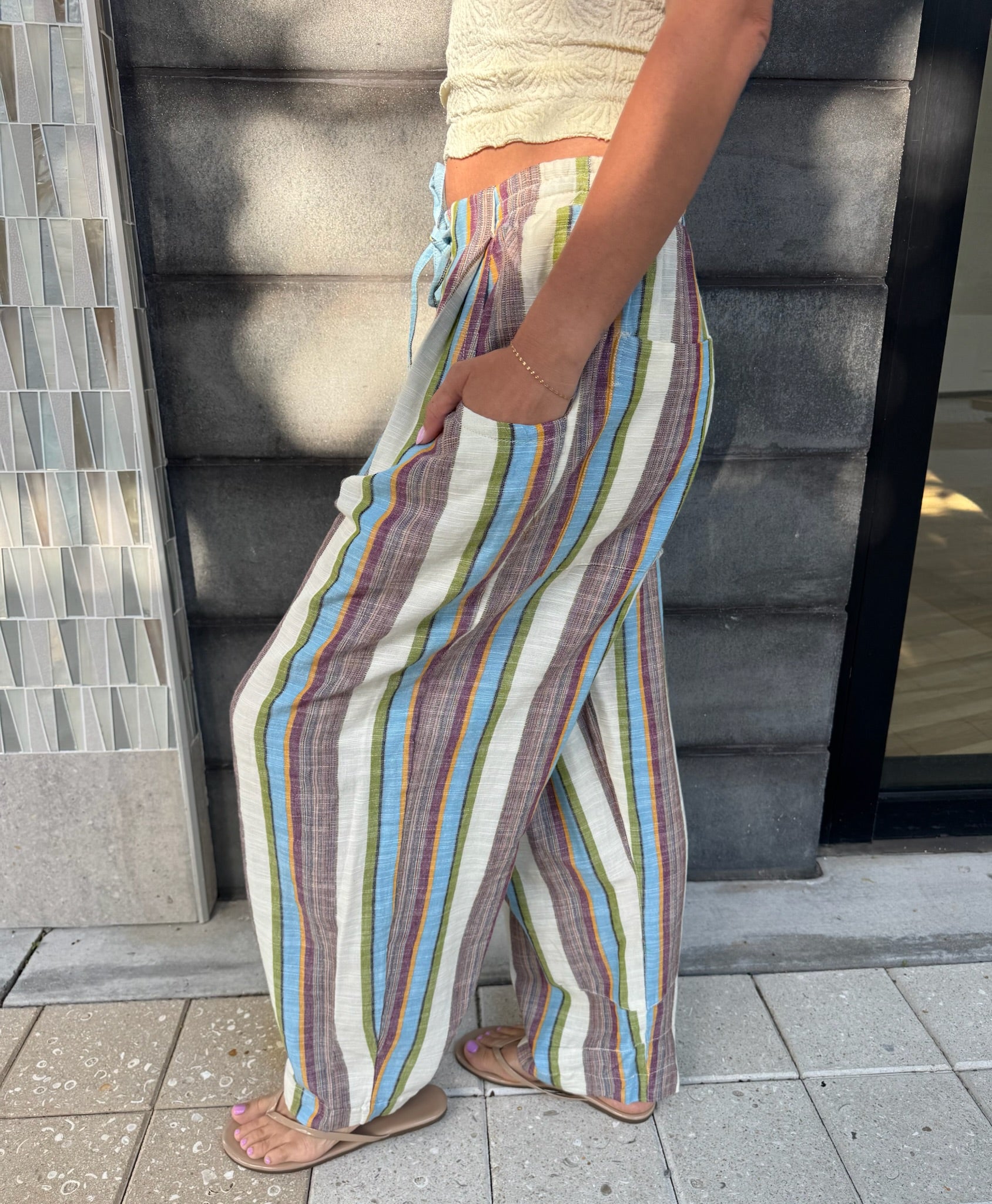 Free People |  Chambers Laidback Stripe Pant | Side | Vagabond | Apparel | Boutique