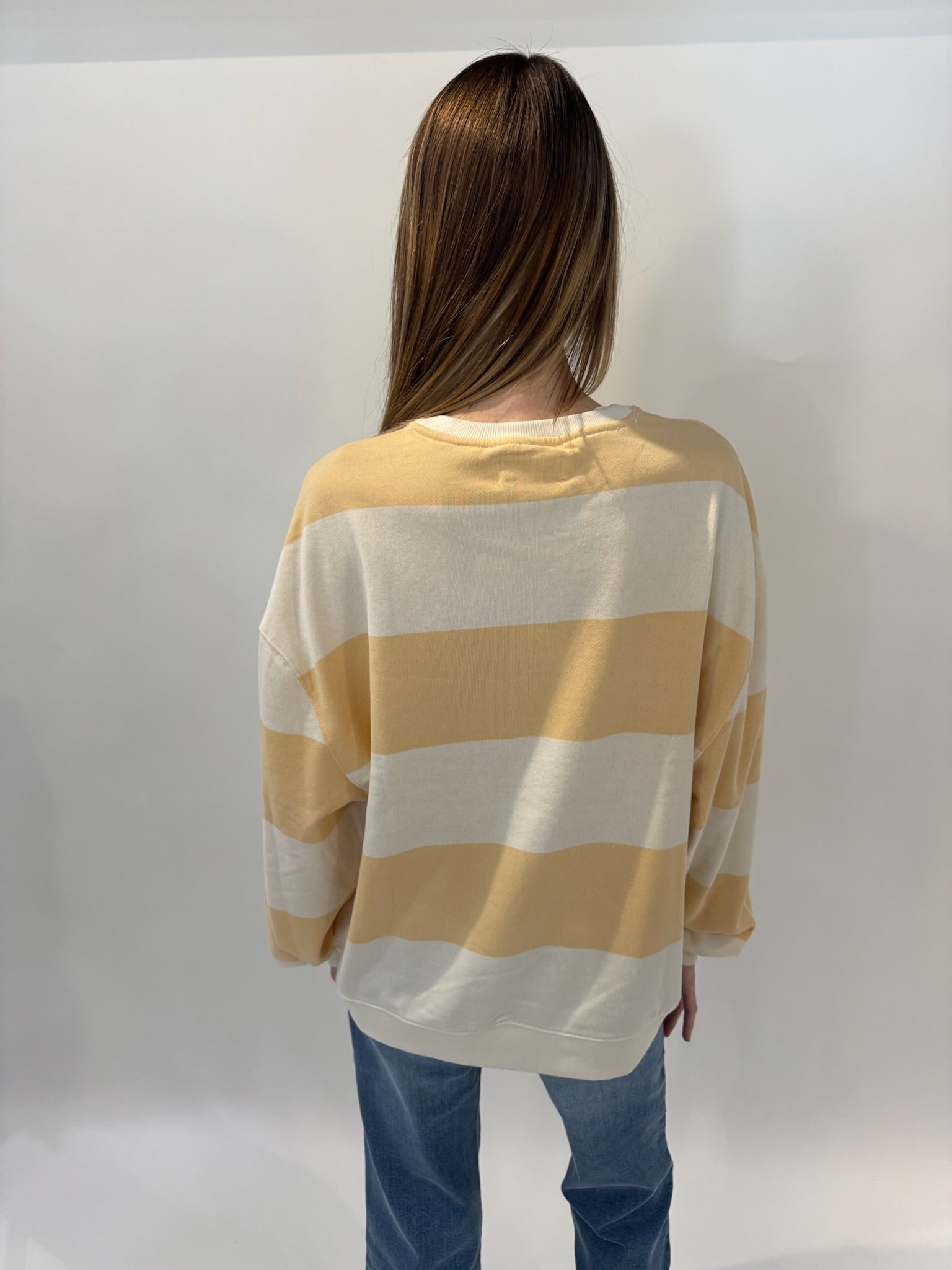 Free People | Classic Stripe Oversized Crew | Apricot | Vagabond | Apparel | Boutique