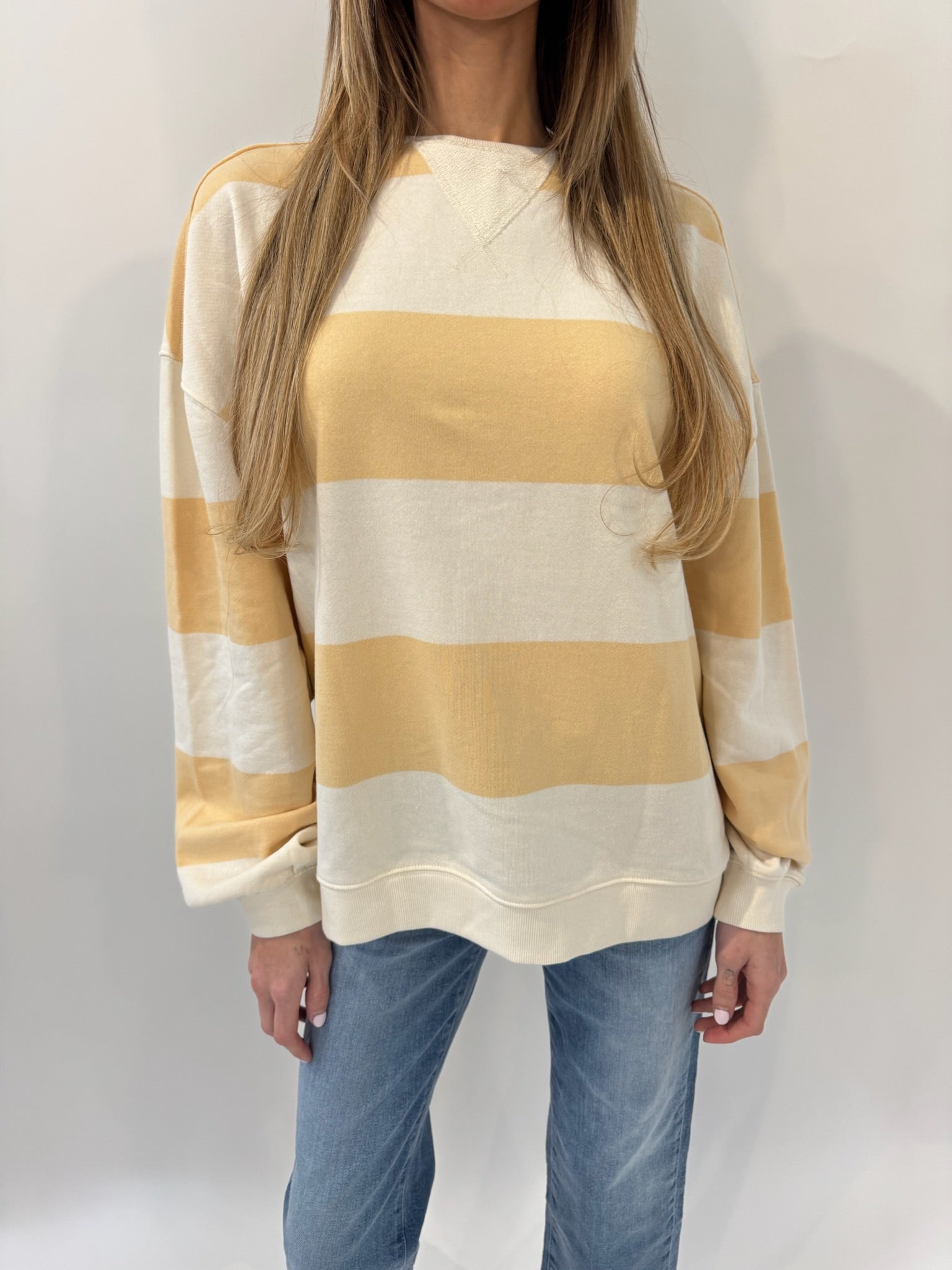 Free People | Classic Stripe Oversized Crew | apricot | Vagabond | Apparel | Boutique