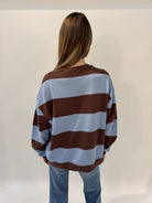 Free People | Classic Stripe Oversized Crew | Periwinkle | Vagabond | Apparel | Boutique