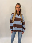 Free People | Classic Stripe Oversized Crew | Periwinkle | Vagabond | Apparel | Boutique