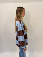 Free People | Classic Stripe Oversized Crew | Periwinkle | Vagabond | Apparel | Boutique