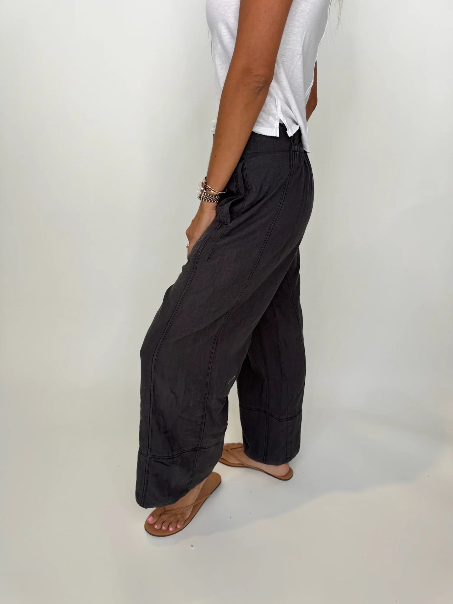 Free | People | Days | End | Linen | Pull | On | Pant | Side | Vagabond | Apparel | Boutique