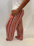 Free People | Days End Solar Linen Stripe Pant | Coral | Vagabond | Apparel | Boutique