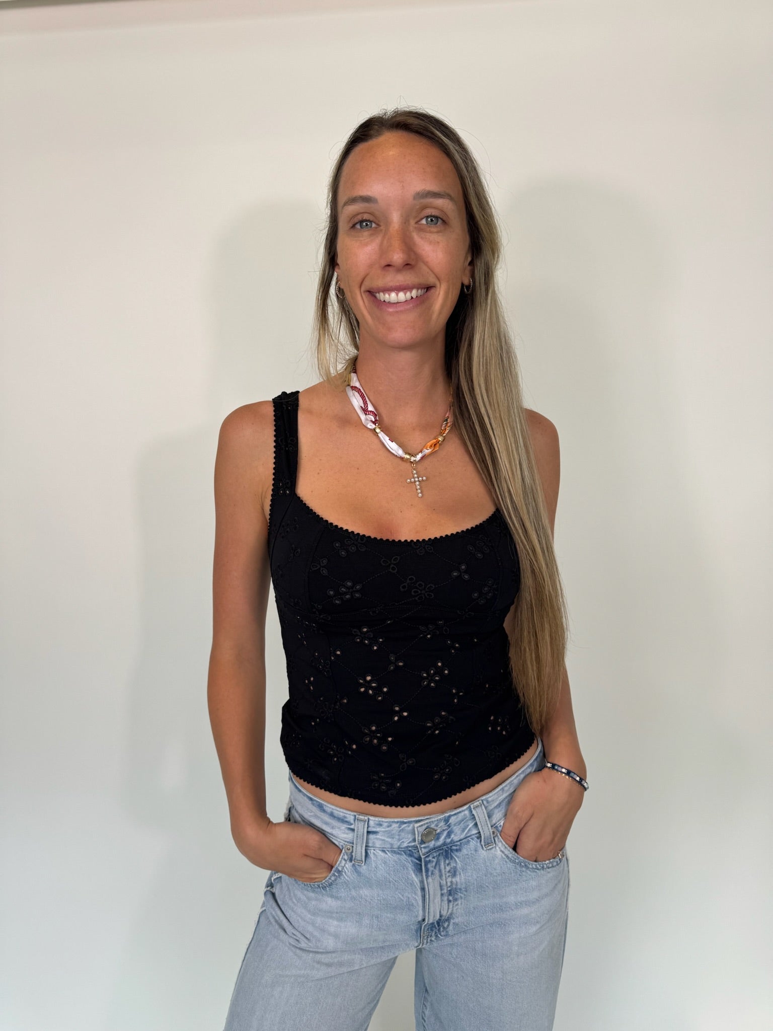 Free People | Full Bloom Eyelet Cami | Model | Vagabond | Apparel | Boutique