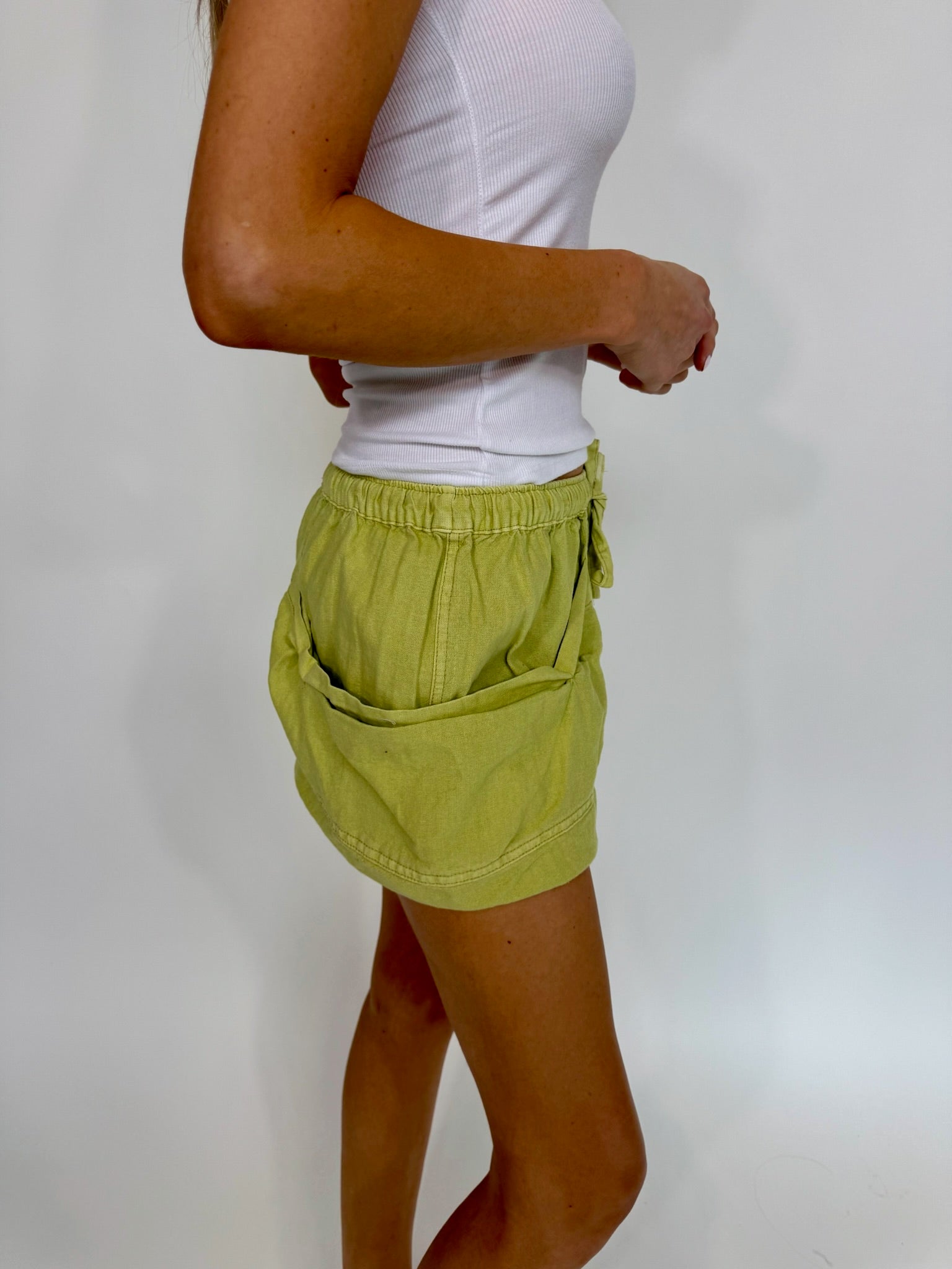 Free People | Good Fortune Short | Side | Olives | Vagabond | Apparel | Boutique