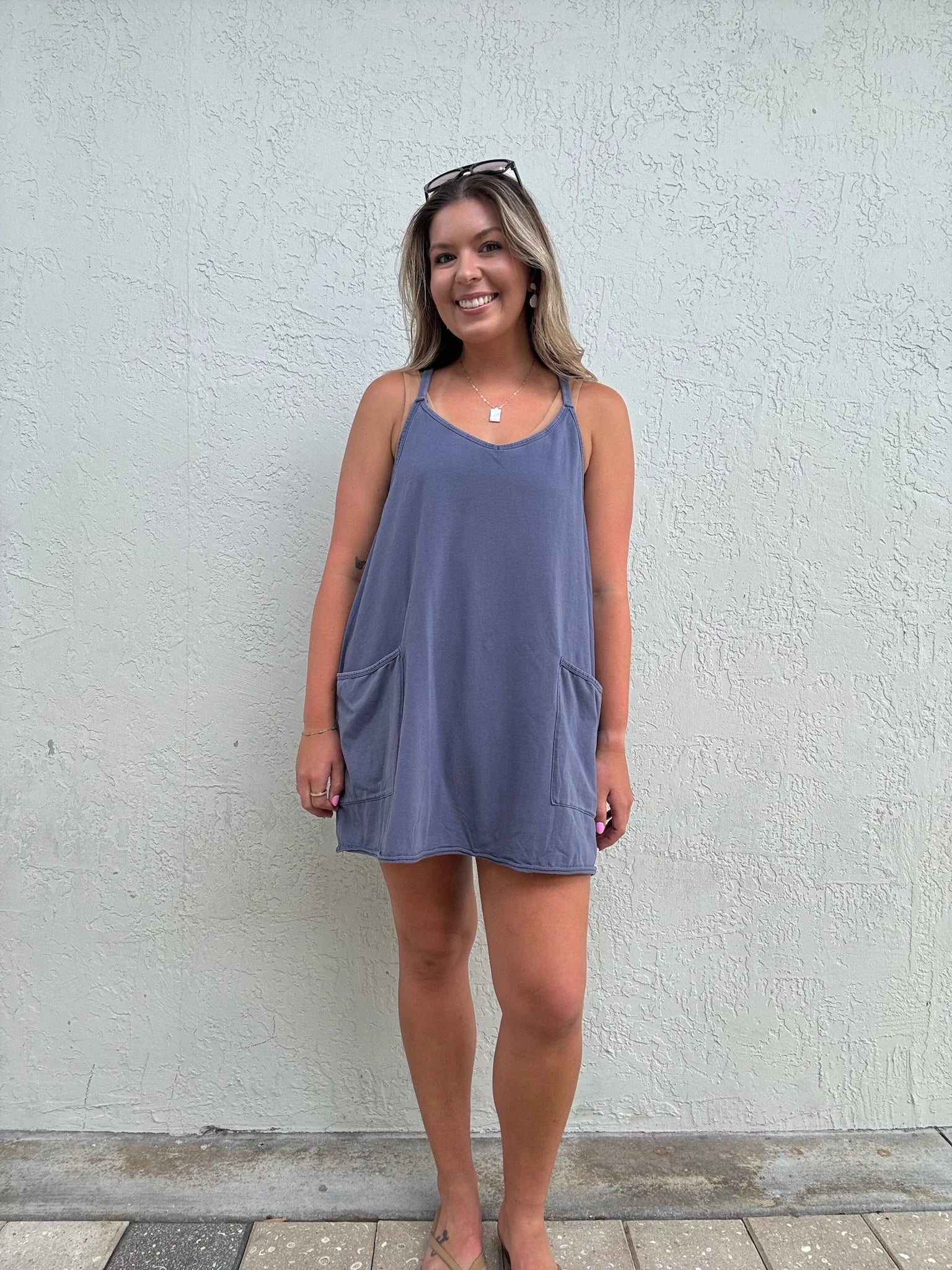 Free People | Hot Shot Mini Dress | Blue Indigo | Front | Vagabond Apparel 