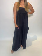 Free People | Hot Shot Strappy Onesie | Black | Front Close | Vagabond | Apparel | Boutique