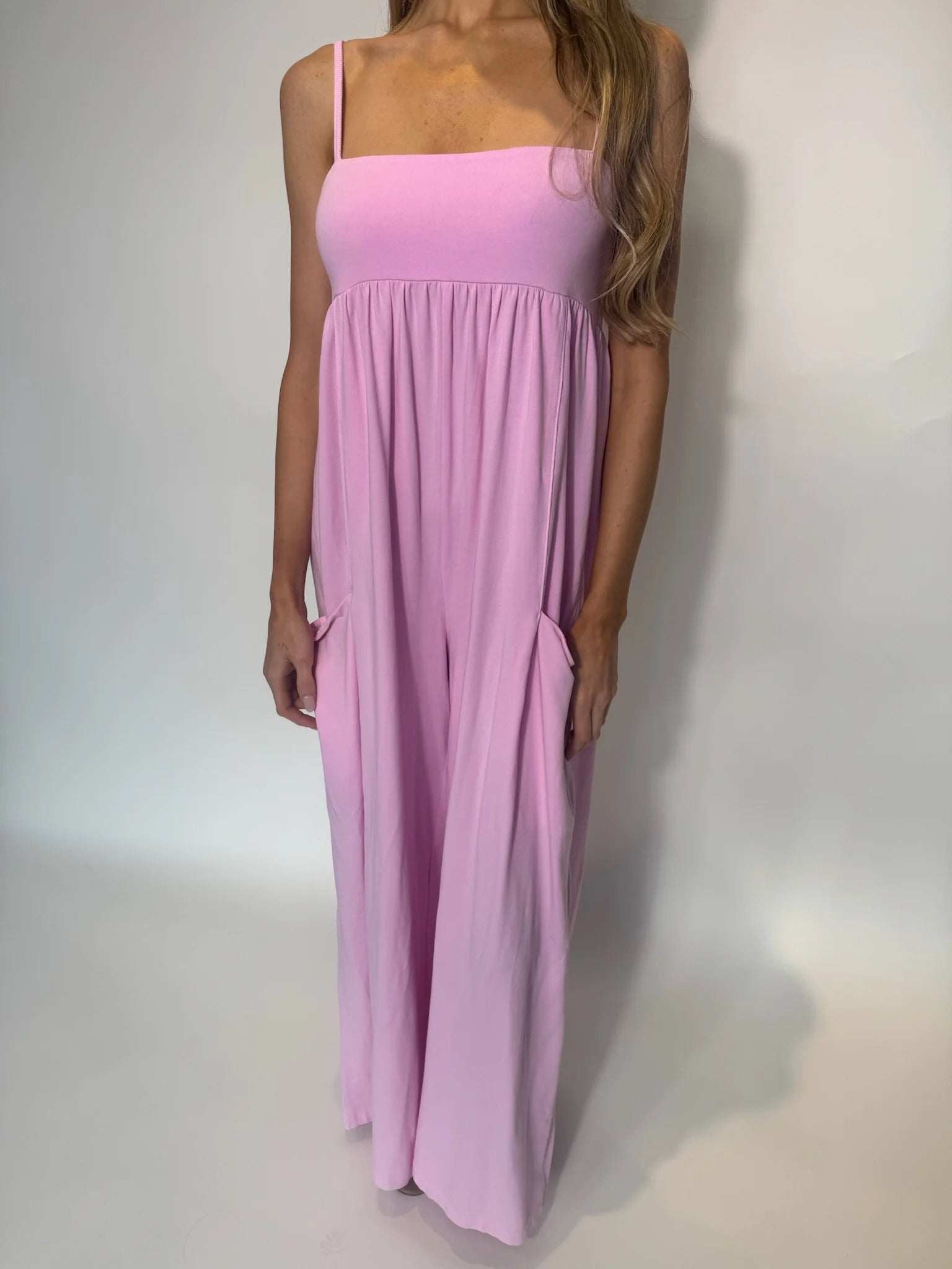 Free People | Hot Shot Strappy Onesie | Powder Pink | Front | Vagabond | Apparel | Boutique